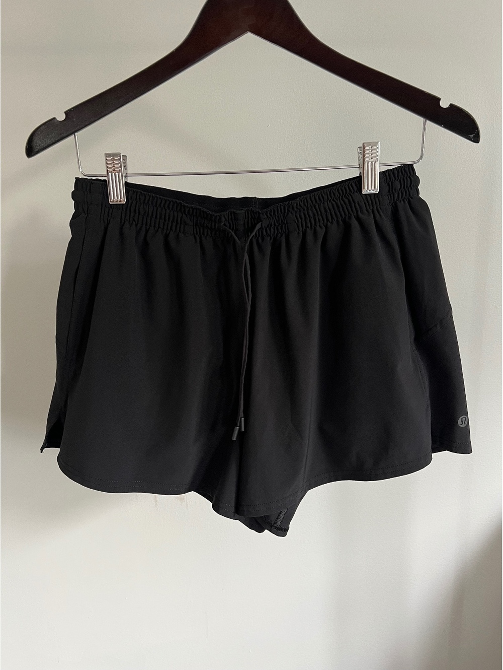 Lululemon Black Lined Running Shorts Drawstring Athletic Women’s Size 10